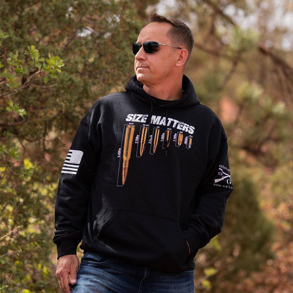 Men's Size Matters Hoodie - Black | Comfortable & Stylish Pullover Sweatshirt for Casual Wear & Street Fashion