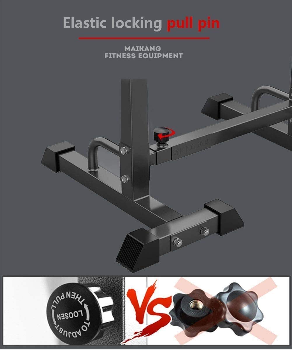 Adjustable Height Barbell Squat Rack Stand - Solid Steel Bench Press & Compact Squat Rack for Home Gym - Multifunctional Strength Training Equipment with Weight Support - Perfect for Powerlifting, CrossFit, and Home Workouts
