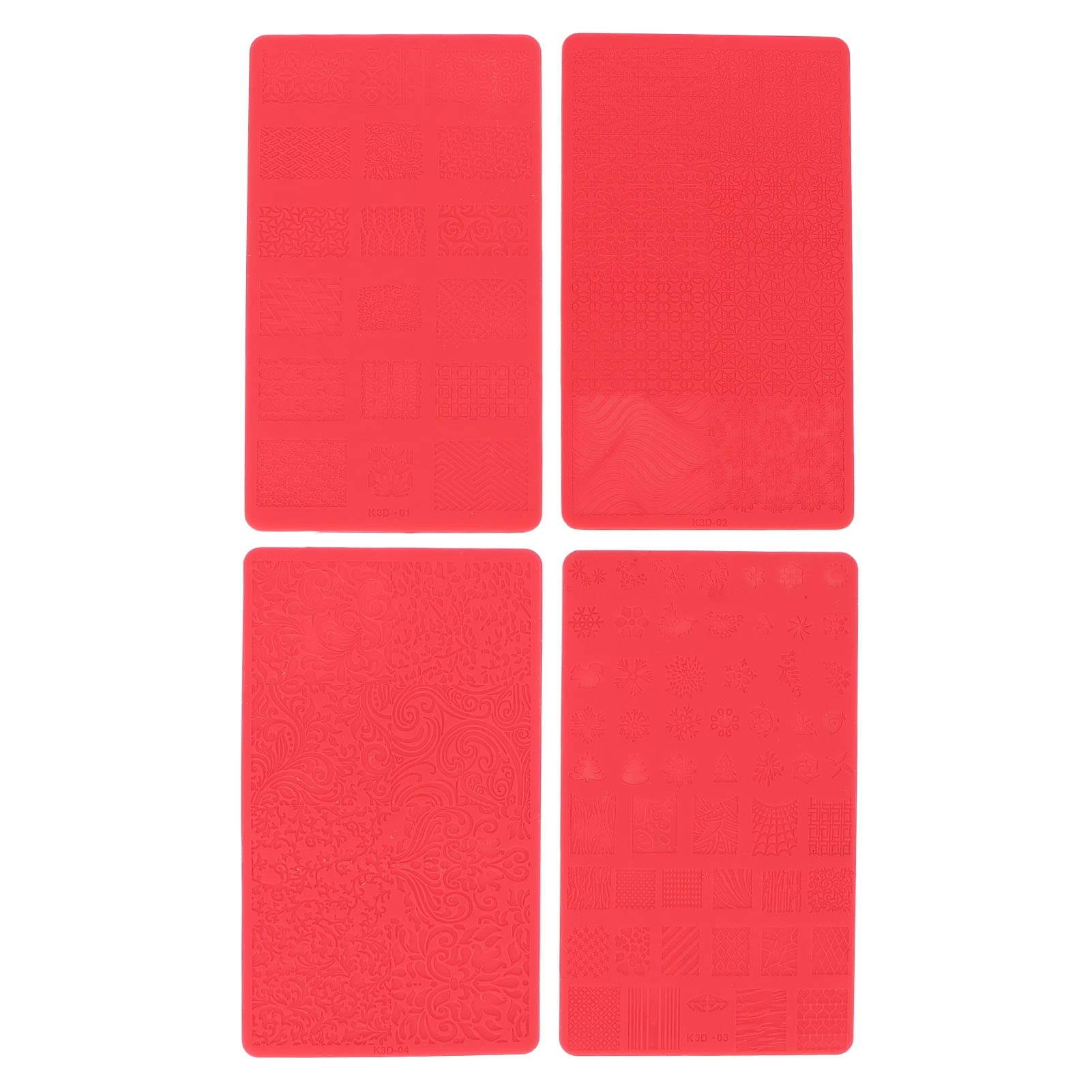 4PCS 3D Relief Nail Art Stencils - Soft Silicone Nail Printing Templates for DIY Salon Nail Design, Airbrush Nail Art, and Beauty Carving | Perfect for Home Manicures, Nail Salon Professionals, and Creative Nail Art Enthusiasts