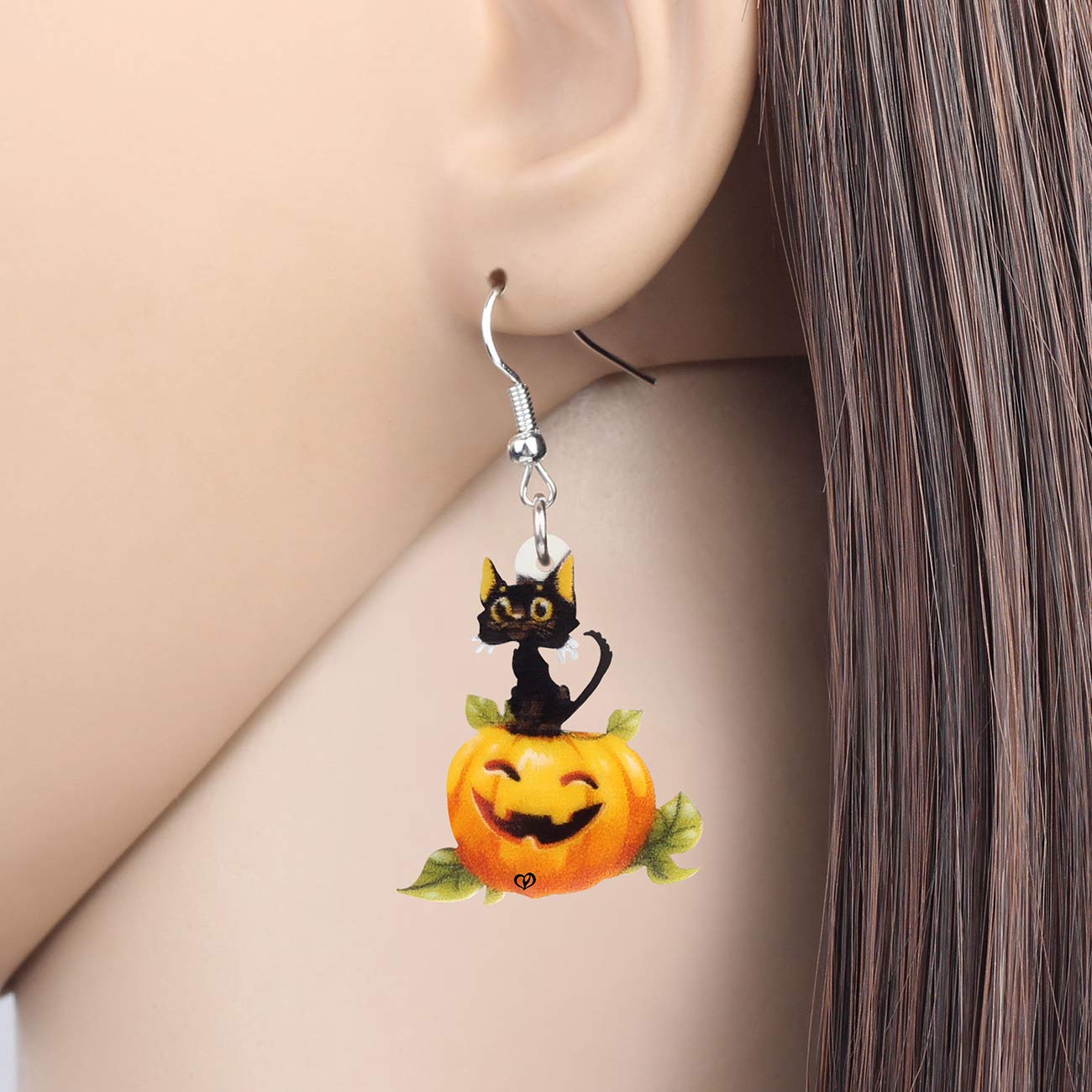 NEWEI Acrylic Halloween Cute Black Cat Earrings - Drop Dangle Jewelry for Women, Girls, Teens - Party, Cosplay, Gift Giving, Costume Accessories