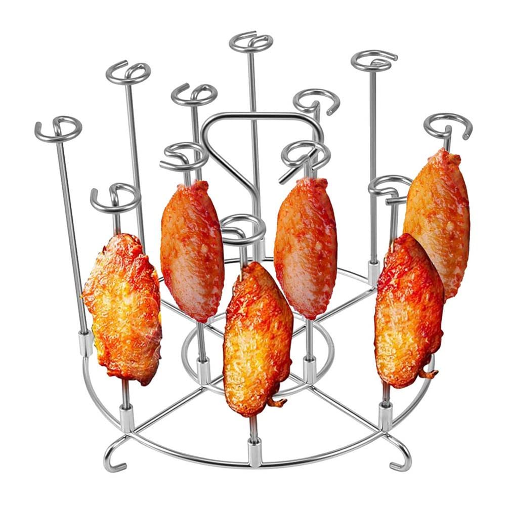 Stainless Steel Skewer Stand Holder for Air Fryer - 12 Vertical Skewers Compatible with 6 Quart Models - Perfect for Kabobs, Chicken, Meat, Seafood & Vegetables - Ideal for BBQ, Grilling, Parties & Indoor/Outdoor Cooking