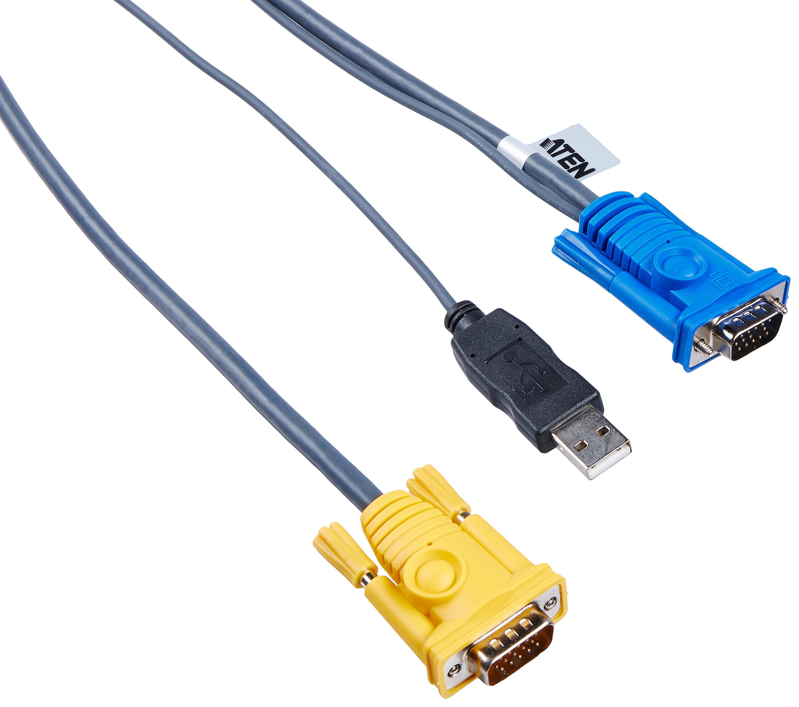 ATEN PS/2 to USB Intelligent KVM Cable (20 Feet/6m) - SPHD15M to VGA & USB A 2L5206UP | Ideal for Server Rooms & Multi-Computer Workstations