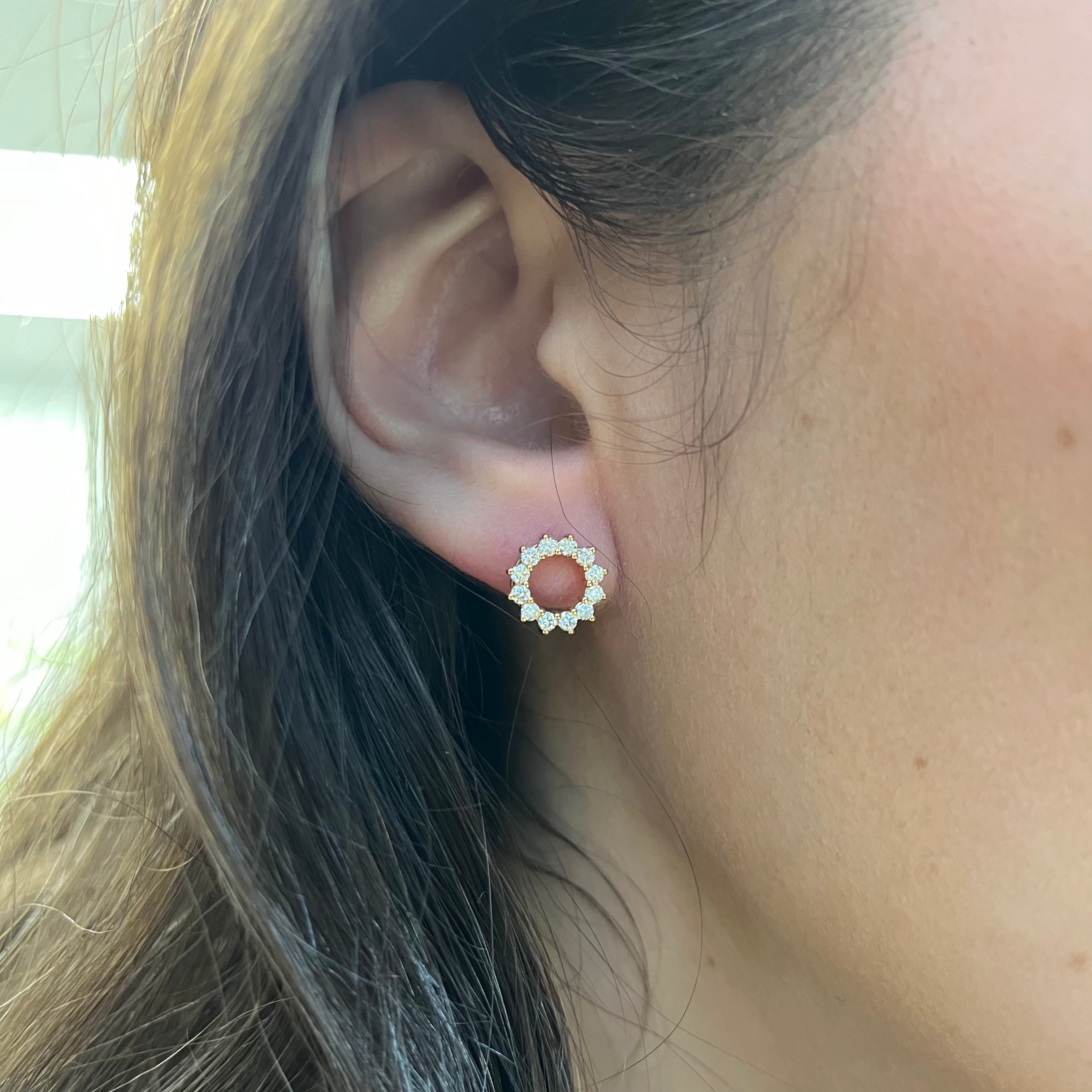 Tiffany & Co. Open Circle 18k Rose Gold Diamond Earrings - 0.46ctw Diamond Stud Earrings for Women | Luxury Jewelry Gift for Anniversary, Wedding & Special Occasions