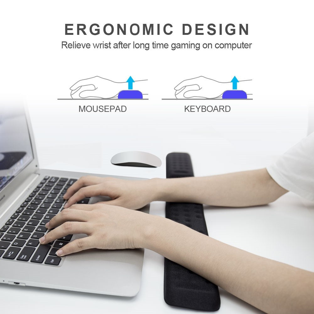 Vaydeer Ergonomic Memory Foam Mouse & Keyboard Wrist Rest - Comfort Support for Gaming, Typing & Office Work - Reduce Wrist Pain & Fatigue for PC, Laptop Users