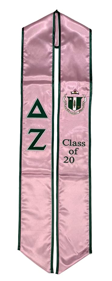 Delta Zeta Graduation Sash Stole - Sorority Greek Letter Stole for Graduation Ceremony, Commencement & Sisterhood Events