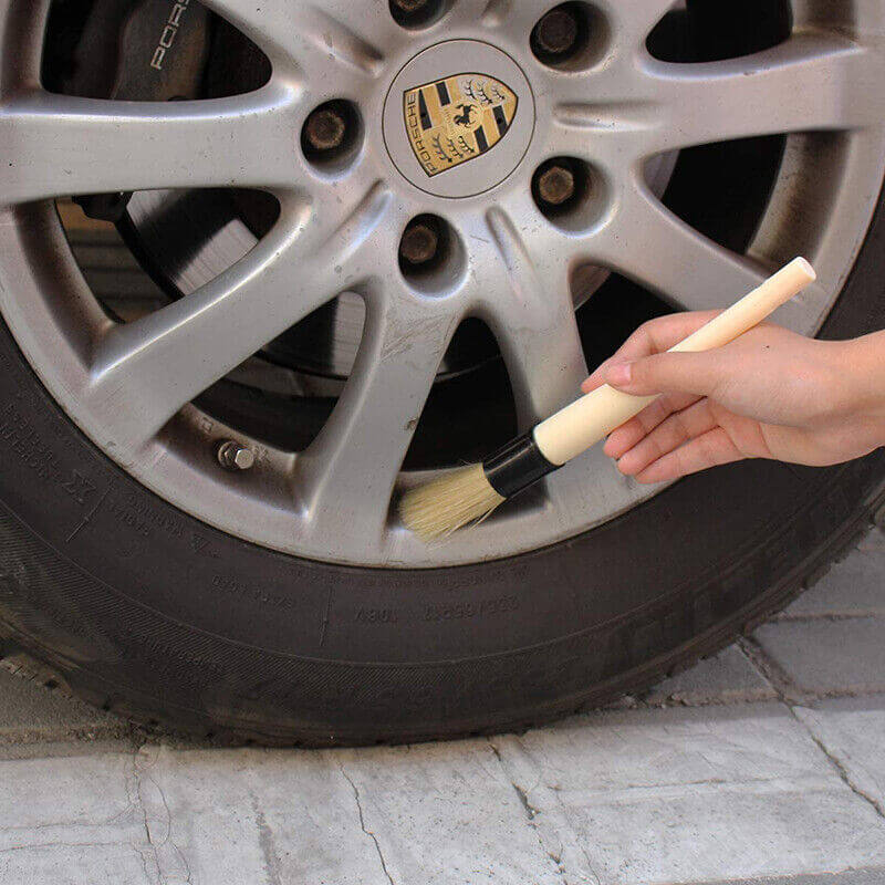 Premium Boar Hair Detailing Brush with Protective Rubber Ferrule - 2 Pack - Perfect for Car Detailing, Motorcycle Cleaning & Home Dusting