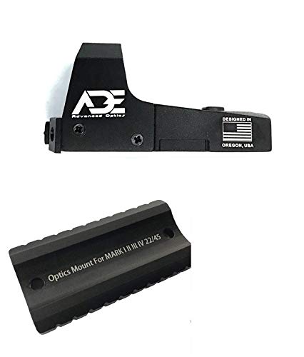 Ade Advanced Optics RD3-006 Green Dot Reflex Sight with Mounting Plate - Compatible with Ruger Mark I, II, III, IV, IV-Lite & Picatinny Rail - Perfect for Pistol Shooting, Hunting & Tactical Training