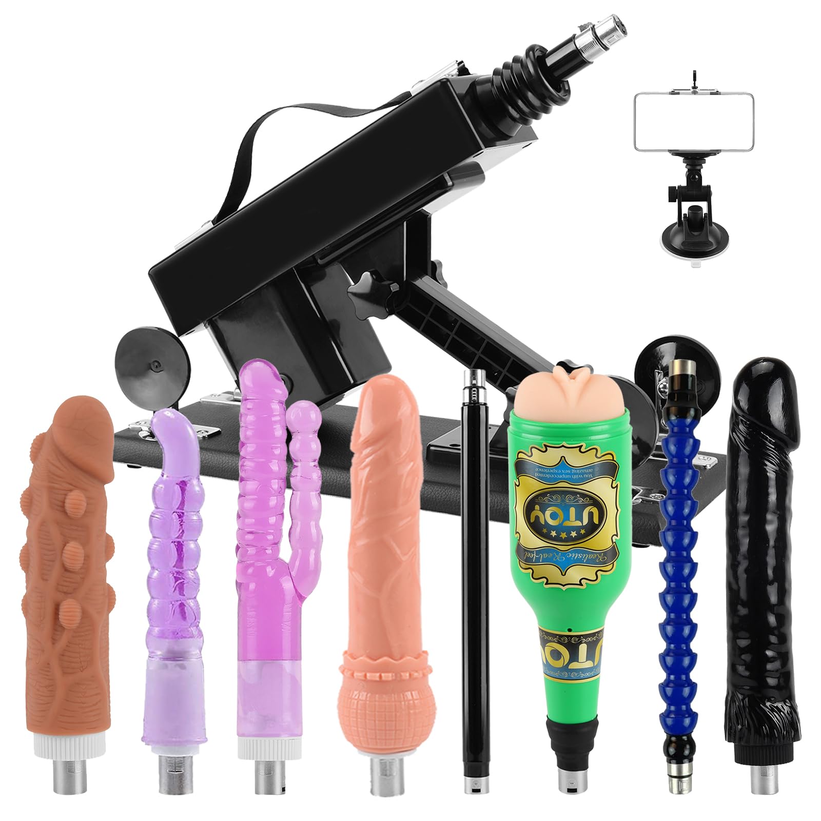 Premium Automatic Sex Machine with 3 XLR Connectors - Adjustable Thrusting Dildo for Adults - 8 Interchangeable Attachments for Couples & Solo Play - Powerful Adult Toy for Bedroom & BDSM Scenes