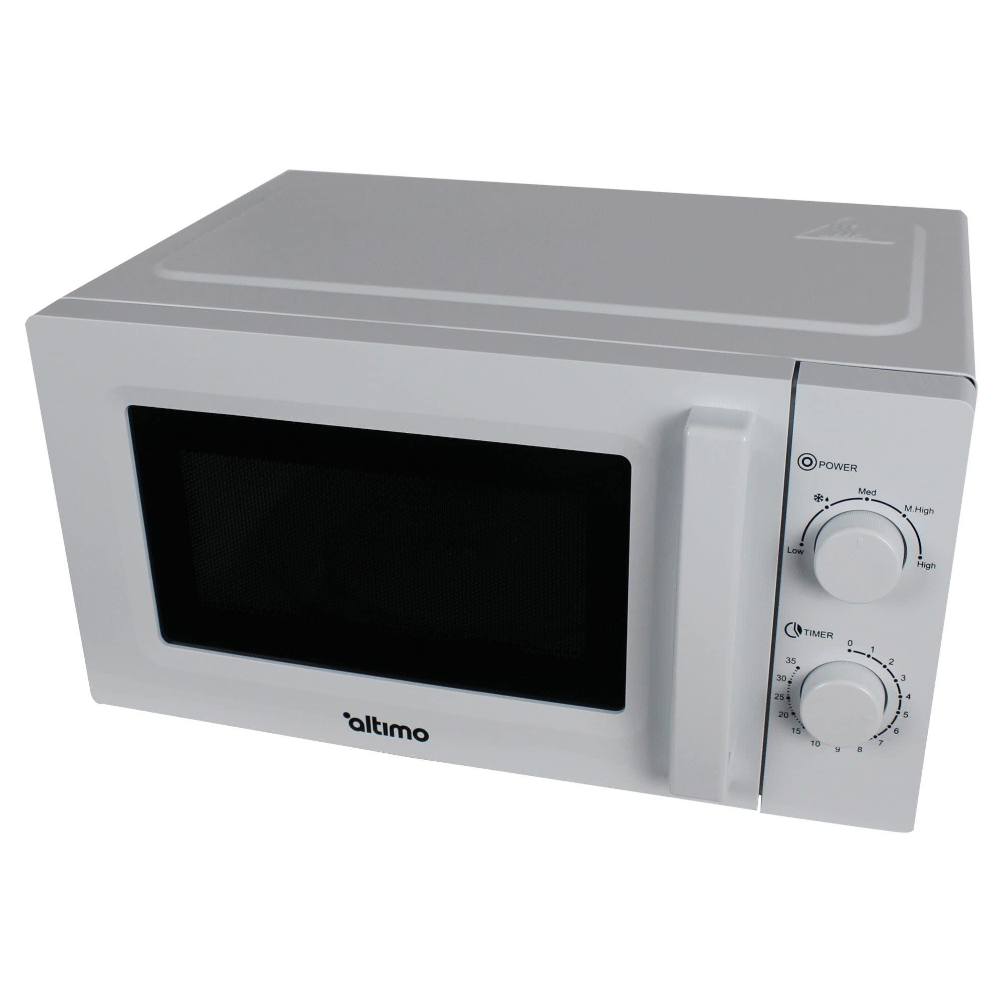 Altimo 700W 20L White Microwave Oven with 5 Power Levels & Quick Defrost - Compact Countertop Microwave for Small Kitchens, Dorms, Offices - Perfect for Reheating Meals, Popcorn & Quick Cooking