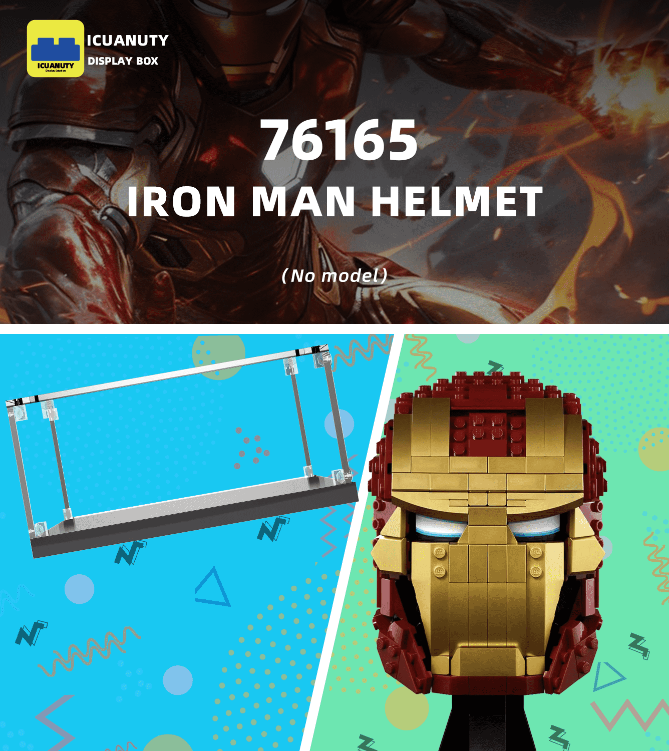 LEGO Marvel Iron Man Bust 76165 Display Case - Clear Acrylic Showcase for Collectible LEGO Sets - Perfect for Home Decor, Office Display & Gift Giving