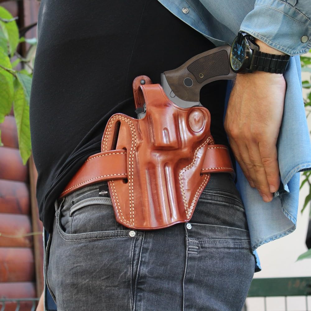 Premium Leather OWB Pancake Holster with Thumb Break - Fits Ruger GP-100 .357 Magnum 4.20