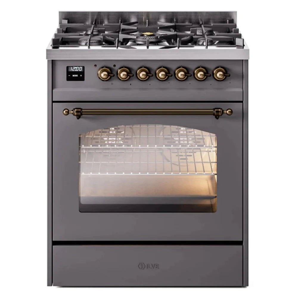 ILVE 30 Nostalgie II Series Freestanding Dual Fuel Range with 5 Sealed Burners - Professional Gas Stove & Electric Oven for Home Kitchen - Perfect for Baking, Roasting, and Family Cooking (Model UP30NMP)