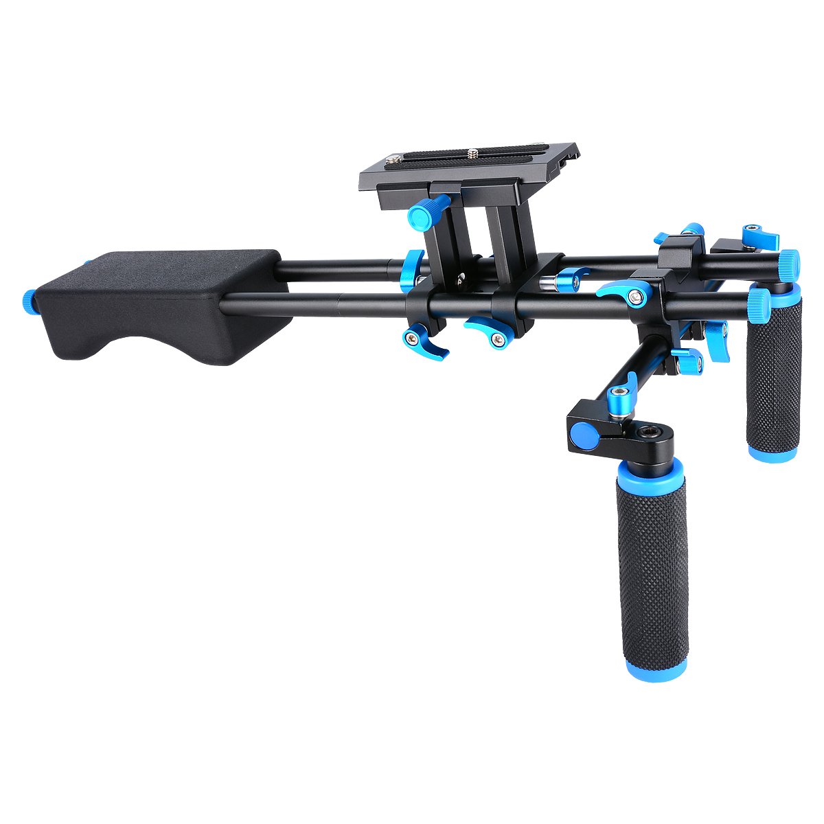 YELANGU D2 DSLR Rig Shoulder Mount Stabilizer for Canon Nikon Sony DSLR Cameras & Camcorders - Professional Video Shooting Equipment for Vlogging, Filmmaking, and Live Streaming (Blue)