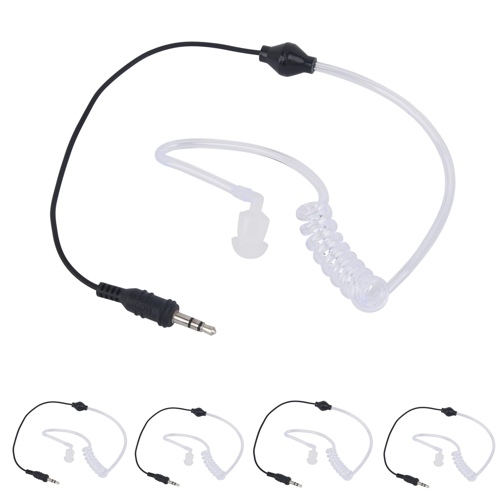 5-Pack Pdflie Short Listen Only Earpiece with 3.5mm Audio Jack - Surveillance Acoustic Tube Headset for Baofeng, Kenwood, Motorola Police Radios (APX 6000/7000/8000) - Ideal for Law Enforcement, Security Guards & Event Staff Communication