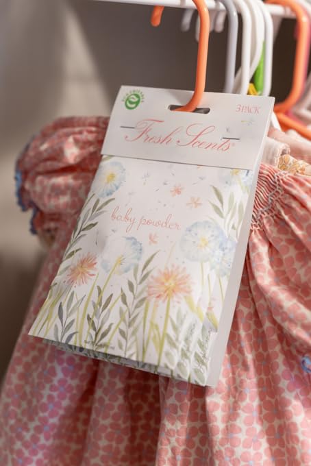 WILLOWBROOK | Fresh Baby Powder Scented Sachets - 6 Pack | Long Lasting Drawer & Closet Fresheners | Car Air Freshener Bags | Home Fragrance for Nursery, Bedroom & Small Spaces