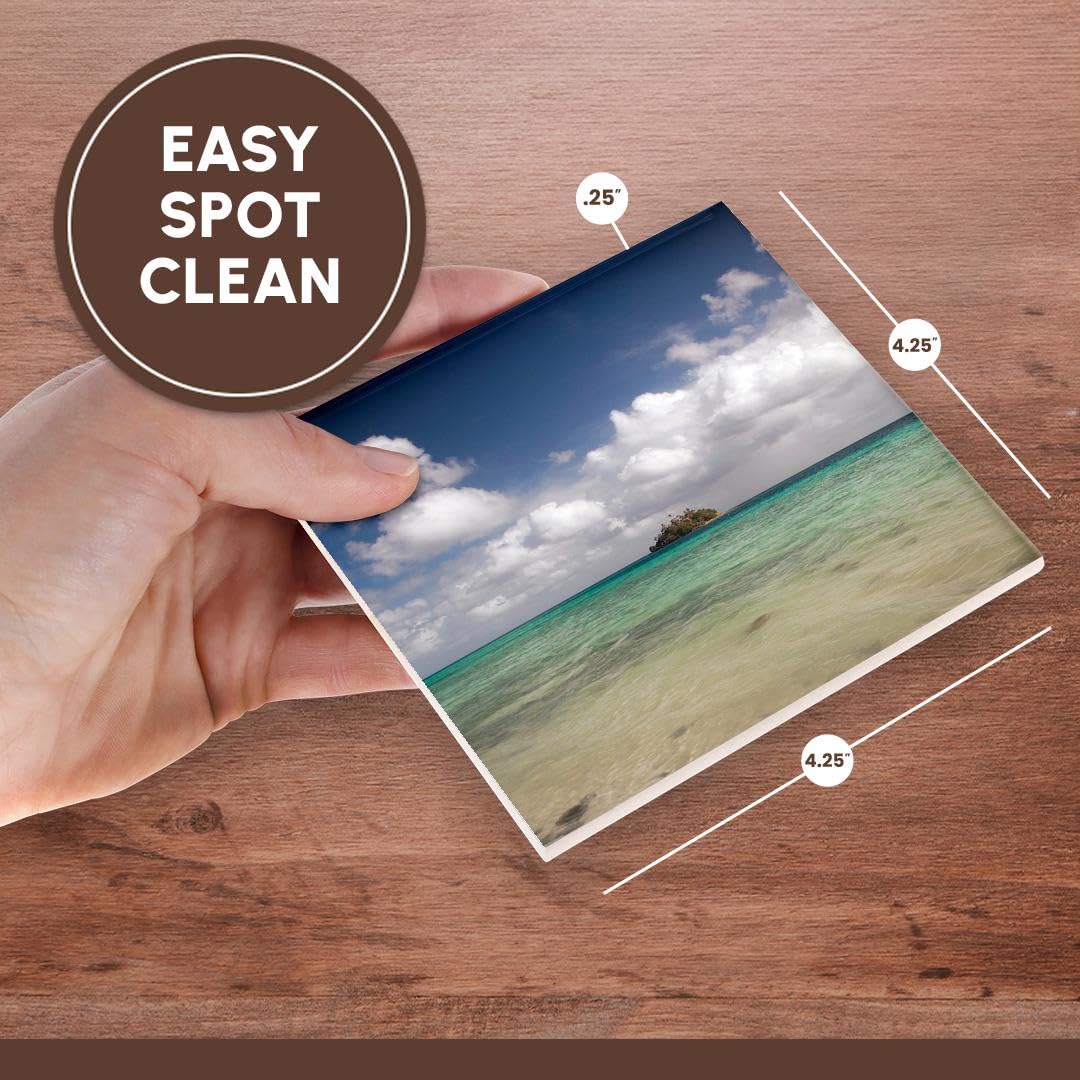 3dRose CST_205337_3 Paddys Island from Devils Beach Turtle Island Yasawa Islands Fiji Ceramic Tile Coasters (Set of 4) - Beautiful Coastal-Themed Drink Coasters for Home, Bar, and Office Decor