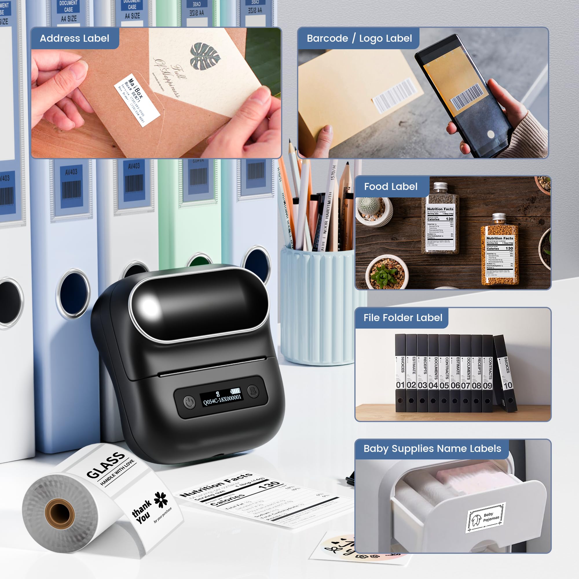 **Upgraded M220 Thermal Label Maker for Small Business & Home Use – Prints 0.78-3.14 Inch Stickers | Compatible with Phones & PC | Includes 40x30mm Labels | Perfect for Shipping, Organizing & Inventory**