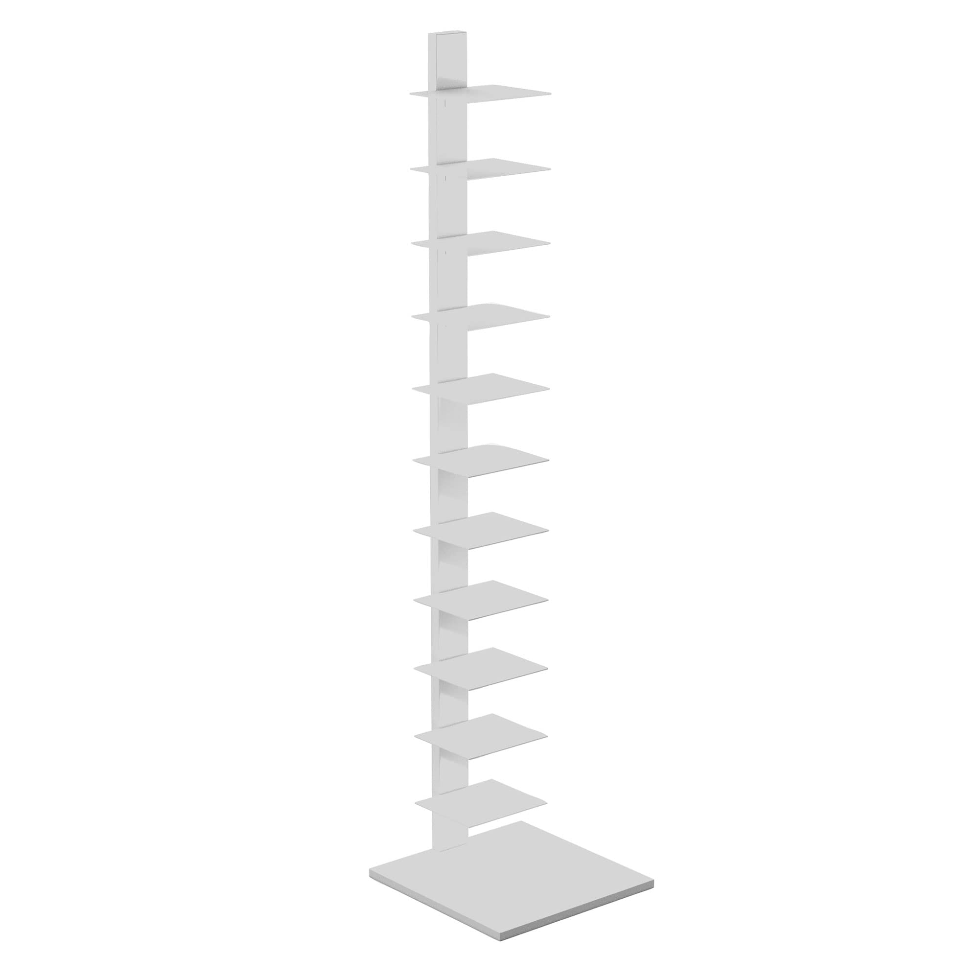 SEI Furniture Stewartby Spine Tower Shelf - White, Modern Bookcase for Living Room, Bedroom & Office Storage, Space-Saving Organizer for Books, Decor & Essentials