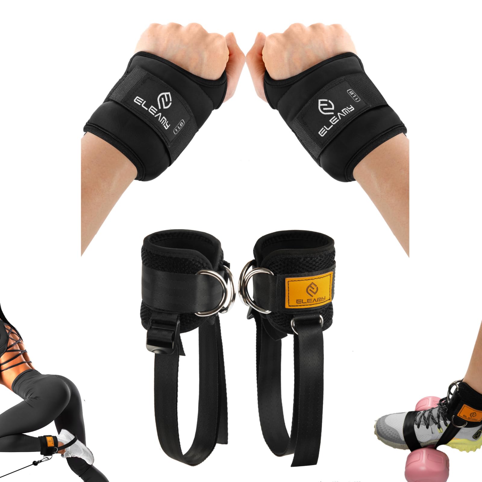 Dumbbell Feet Attachment & Adjustable Wrist Weights Set for Ankle & Arm Strength Training - Perfect for Home Workouts, Yoga, and Fitness Enthusiasts