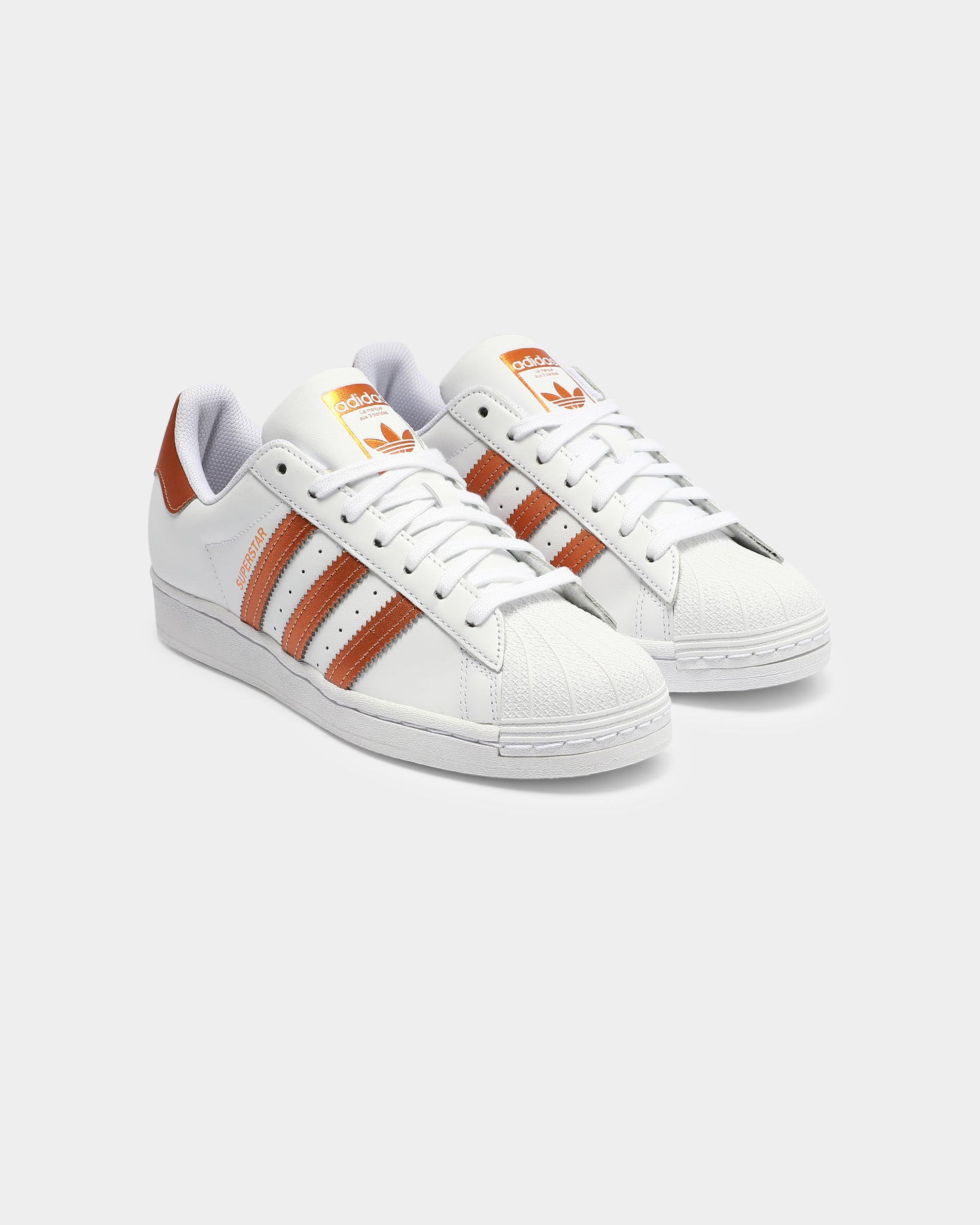 Adidas Women's Superstar Sneakers - White/Copper/Black Classic Shell Toe Shoes for Casual Wear, Gym & Street Style