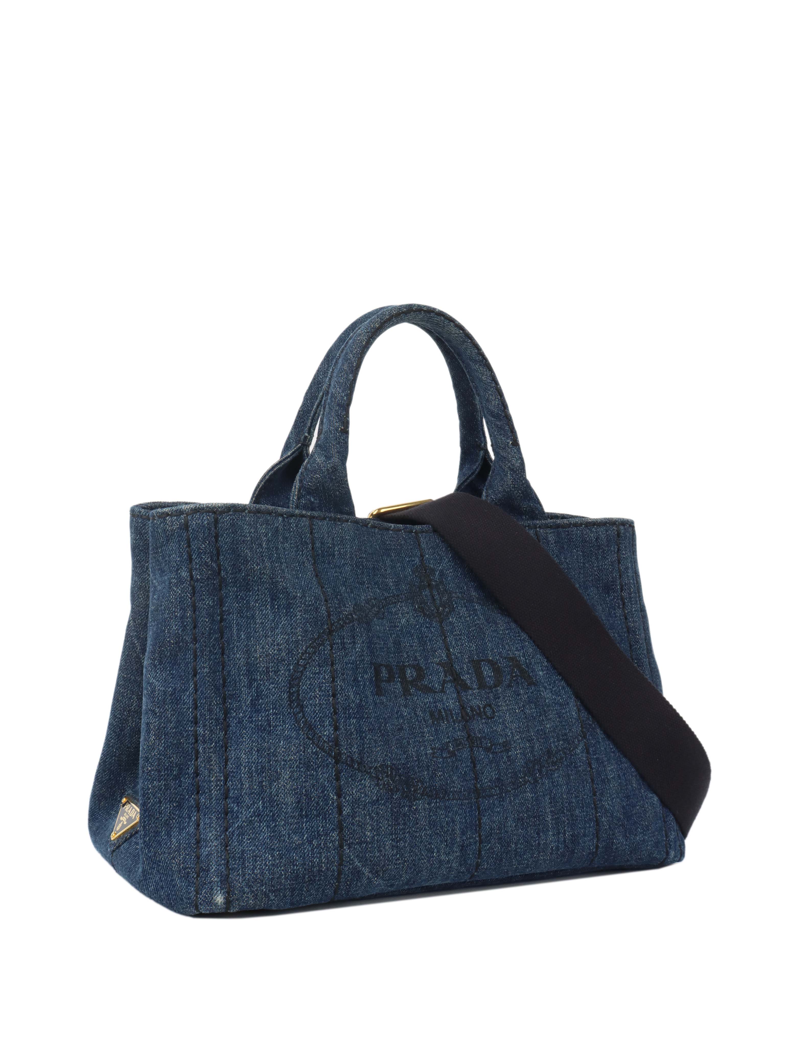Prada Small Canapa Denim Tote Bag - Stylish Designer Handbag for Women | Perfect for Work, Travel & Everyday Use