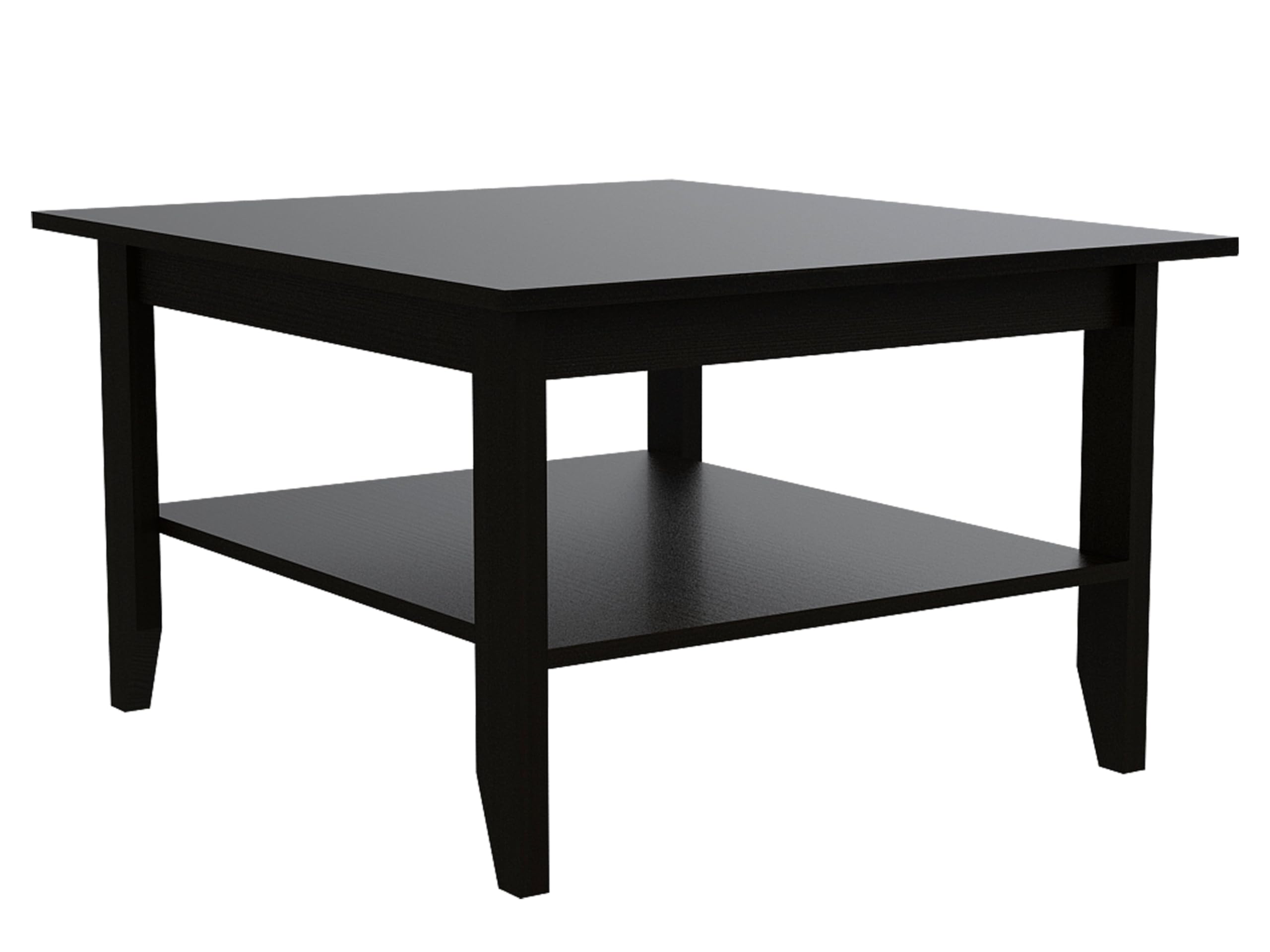 Tuhome Modern Essential Coffee Table with One Shelf and Four Legs - Black - Perfect for Living Room, Lounge, and Office Decor