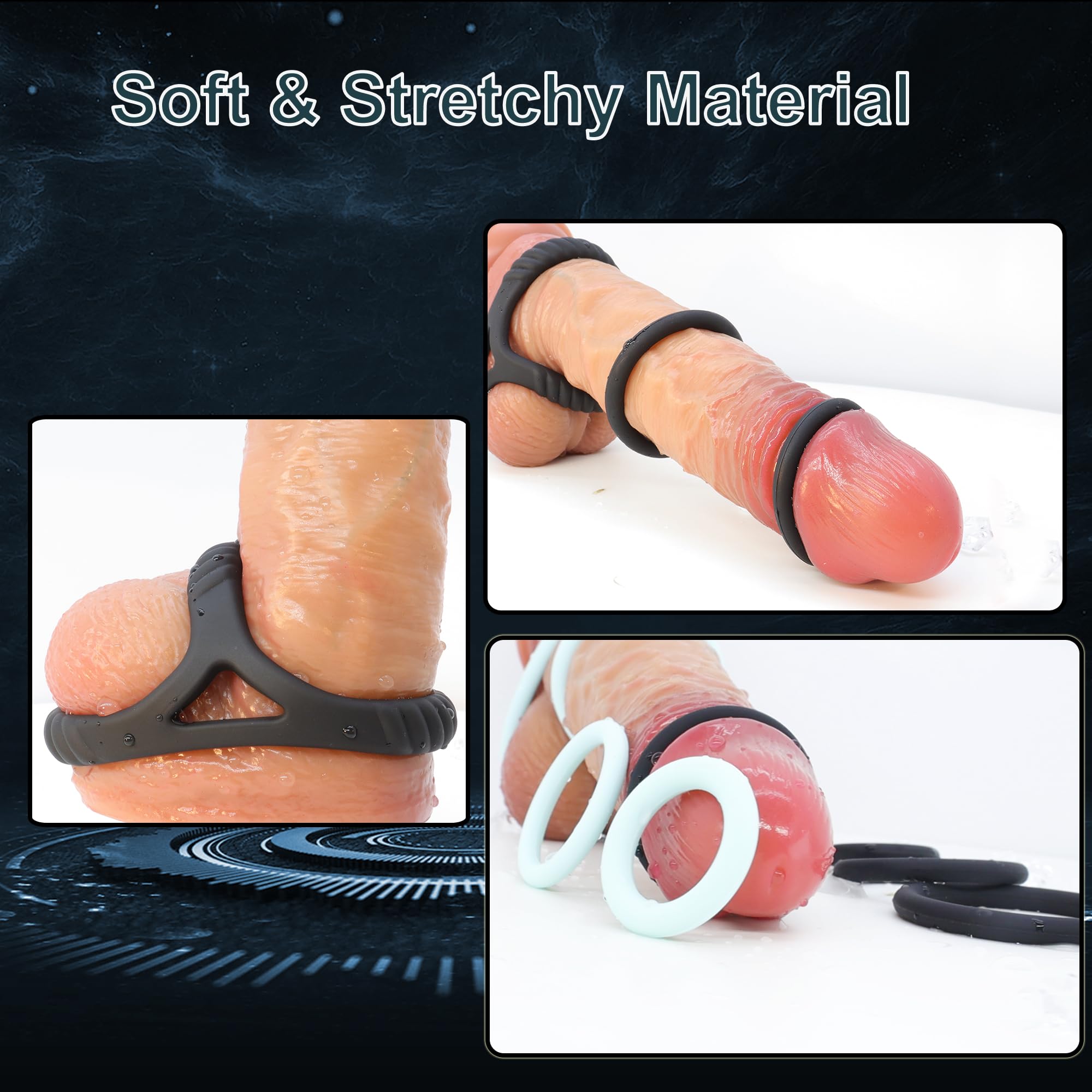 Premium Silicone Cock Rings Set for Men - 10 pcs Stretchy Penis Rings for Stronger Erection & Enhanced Pleasure - Durable, Comfortable Sex Toys for Couples & Solo Play - Perfect for Intimate Moments & Spicing Up Your Sex Life