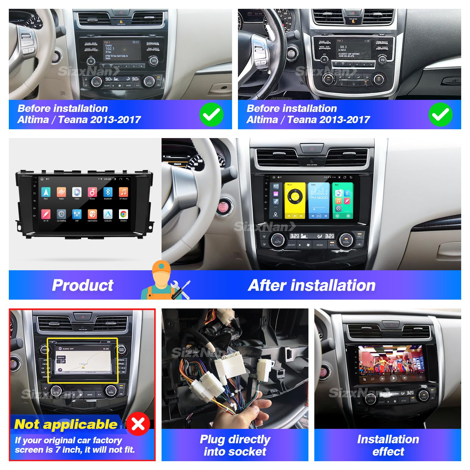 ALTIMA 2013-2018 Car Stereo with Wireless CarPlay & Android Auto - 8-Core 1280x720 Touchscreen Head Unit, Bluetooth, GPS Navigation, WiFi, AM/FM, Backup Camera | Perfect for Upgrading Your Car's Multimedia System & Hands-Free Driving