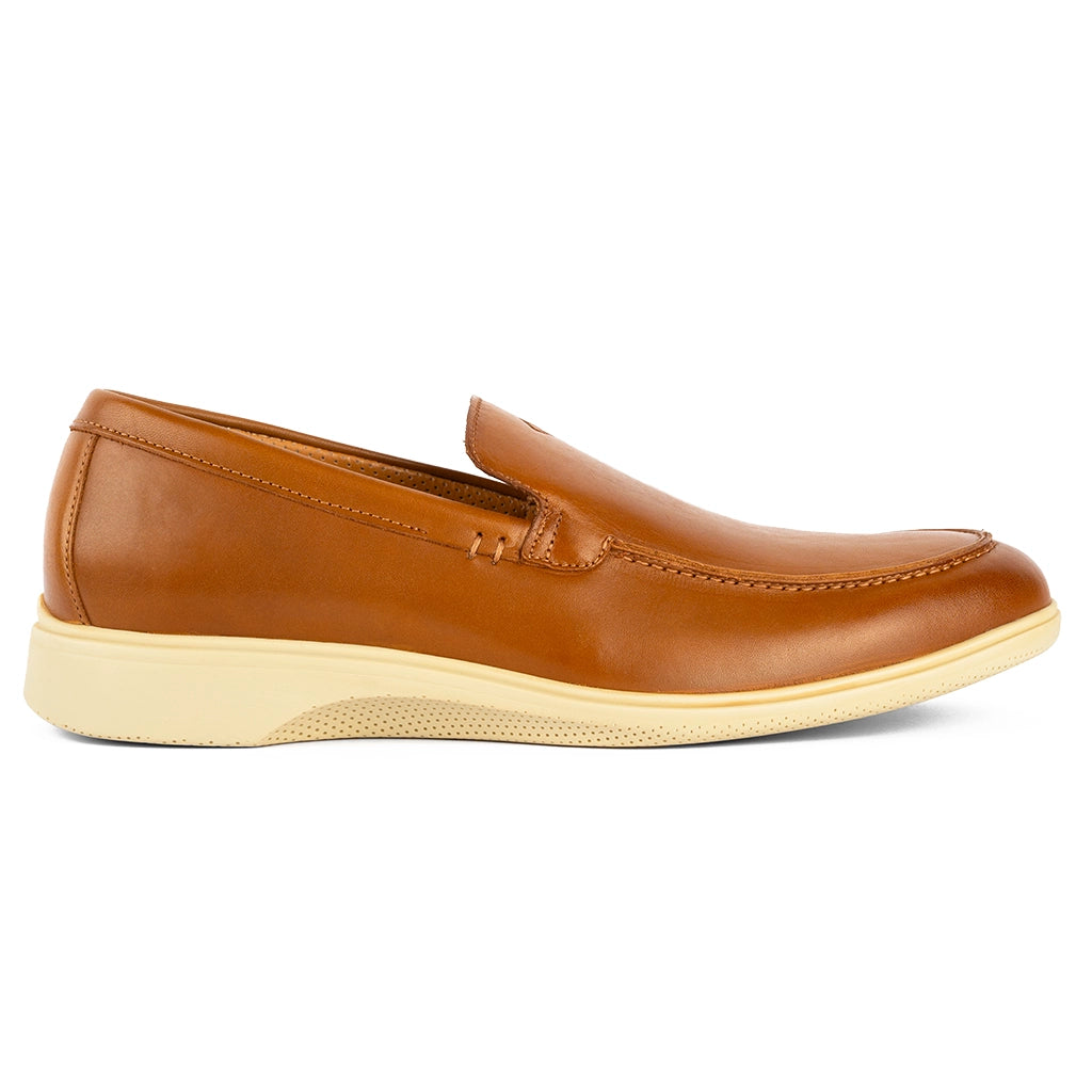 Premium Genuine Leather Loafer Shoes for Men - Honey & Cream Color - Comfortable Slip-On Casual Dress Shoes for Office, Business & Everyday Wear