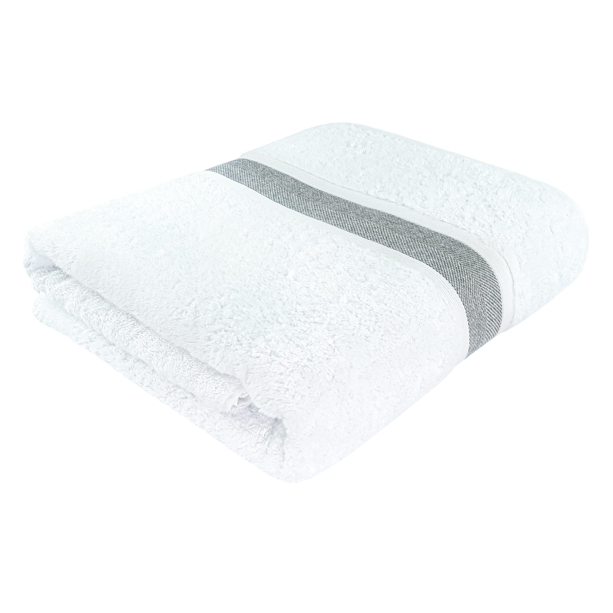 Luxury 100% Natural Cotton Bath Towel Set - Ultra Absorbent Hotel Quality Bath Sheets, 35 x 67 Inches Plush Thick Towels for Spa, Bathroom & Pool - Soft Bordered Design for Ultimate Comfort