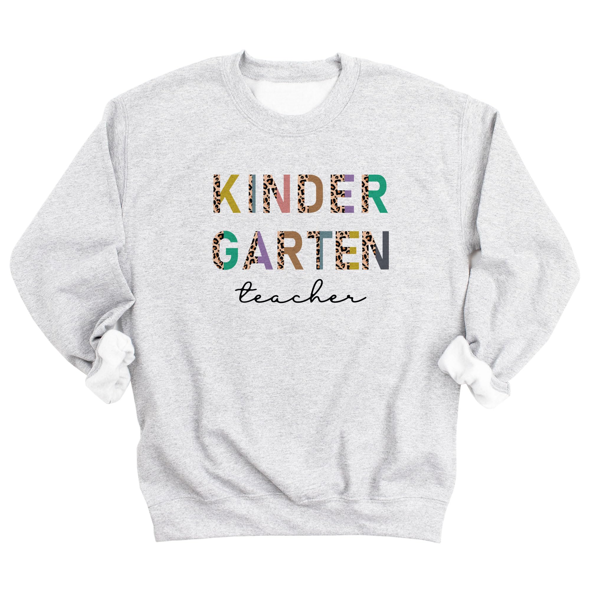 Leopard Print Kindergarten Teacher Sweatshirt for Women - Cute Back to School Pullover for Teachers, Classroom Outfits & Casual Wear