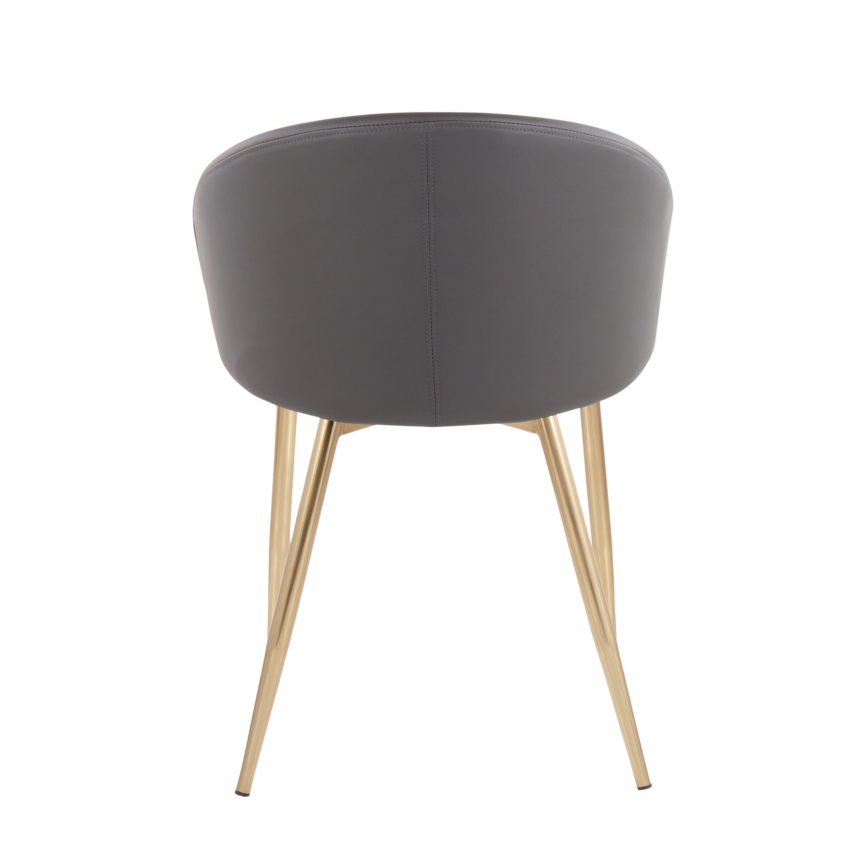 LumiSource Claire Modern Glam Accent Chairs - Set of 2 Gold Metal Frame with Gray Faux Leather Upholstery - Perfect for Living Room, Bedroom or Office Decor