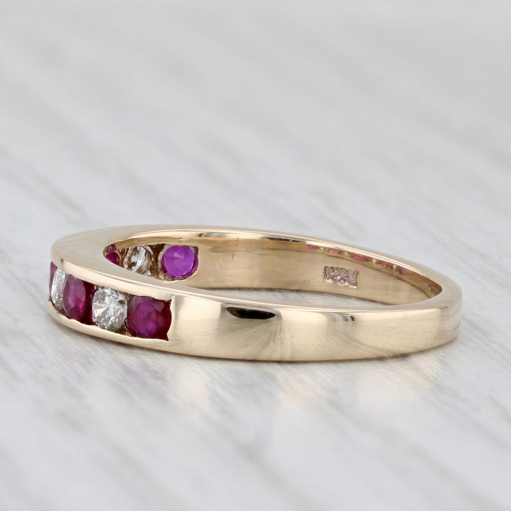 0.56ctw Lab Created Ruby & Diamond Ring in 14k Yellow Gold - Size 6 Stackable Wedding Band for Women, Perfect for Engagement, Anniversary or Everyday Wear