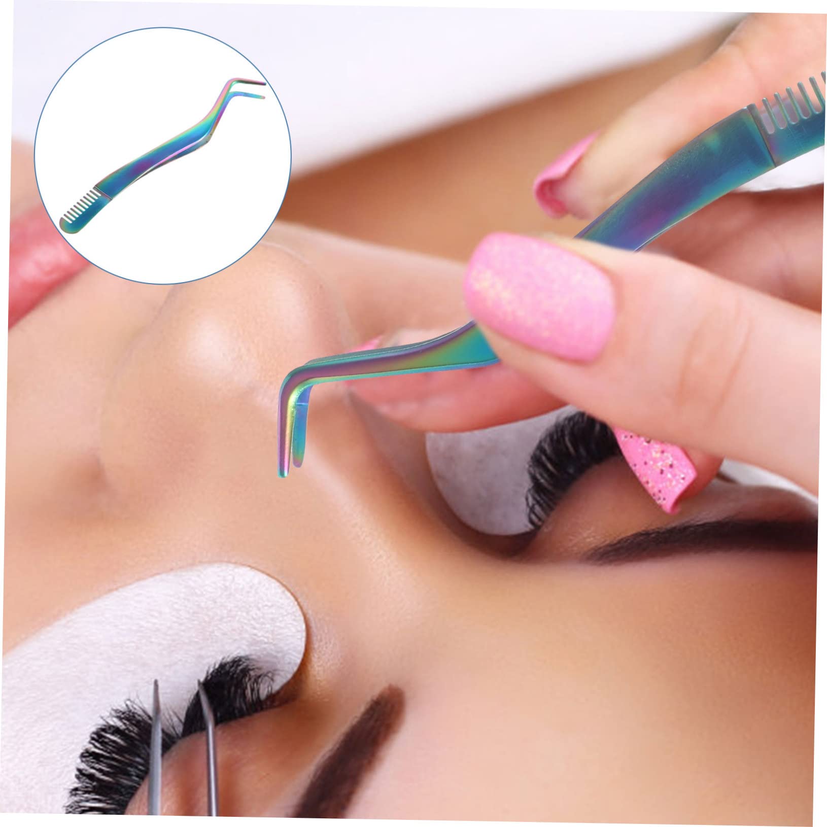 Professional Eyelash Tweezers with Comb - 2 in 1 Lash Extension Tweezer & Applicator for Makeup Artists - Perfect for Salon, Home Use & DIY Eyelash Extensions