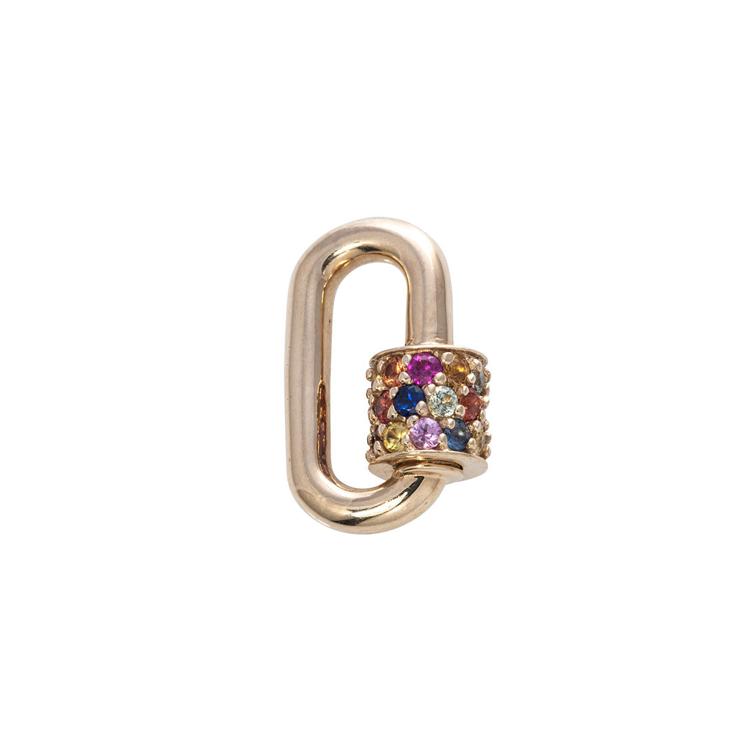 14K Yellow Gold Mixed Sapphire Chubby Baby Lock Necklace - Elegant Jewelry Gift for Women, Perfect for Birthdays, Anniversaries & Special Occasions