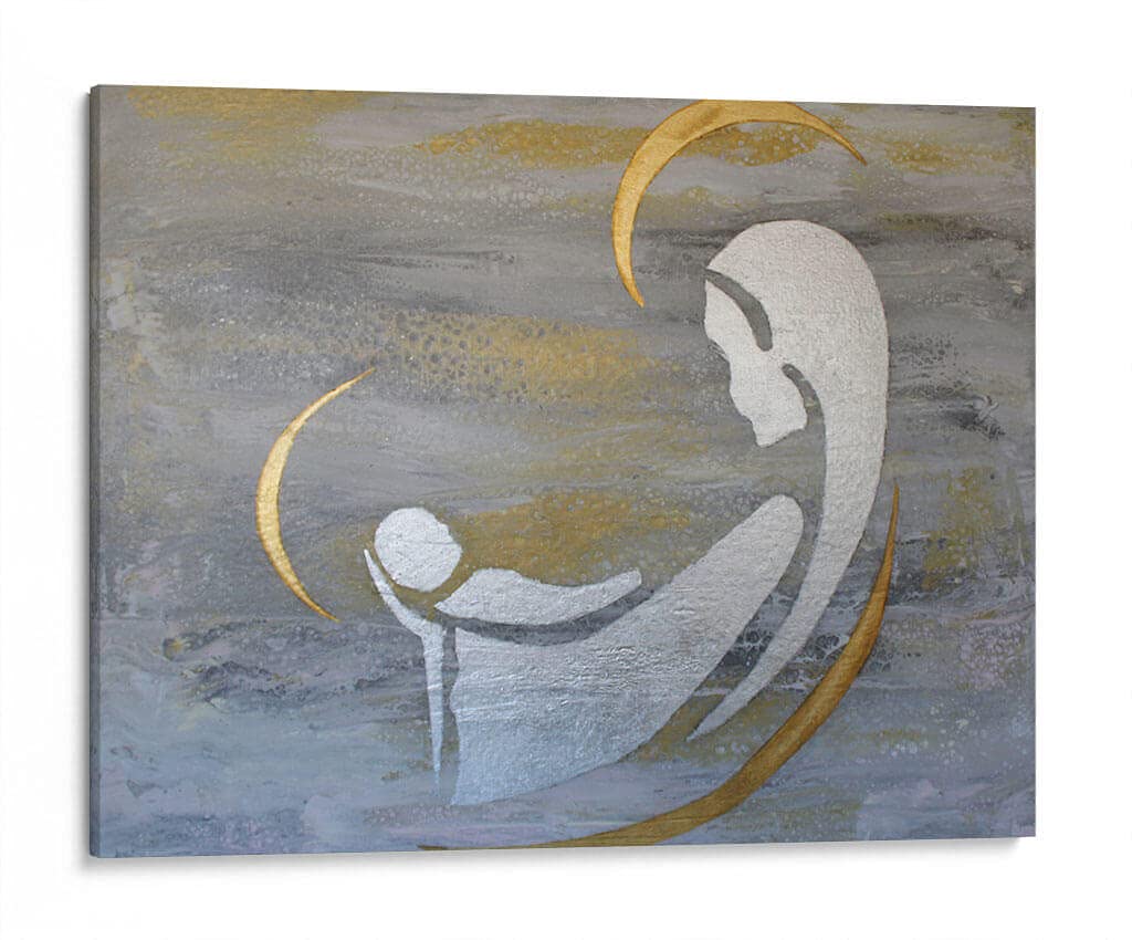 Virgin and Baby Religious Canvas Wall Art by Alba Derbez - 32x24 Inch Christian Home Decor - Perfect for Living Room, Bedroom & Church