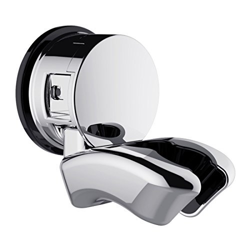 Dual Position No-Drill Vacuum Suction Handheld Shower Head Holder - Chrome Finish for Bathroom & Shower Convenience