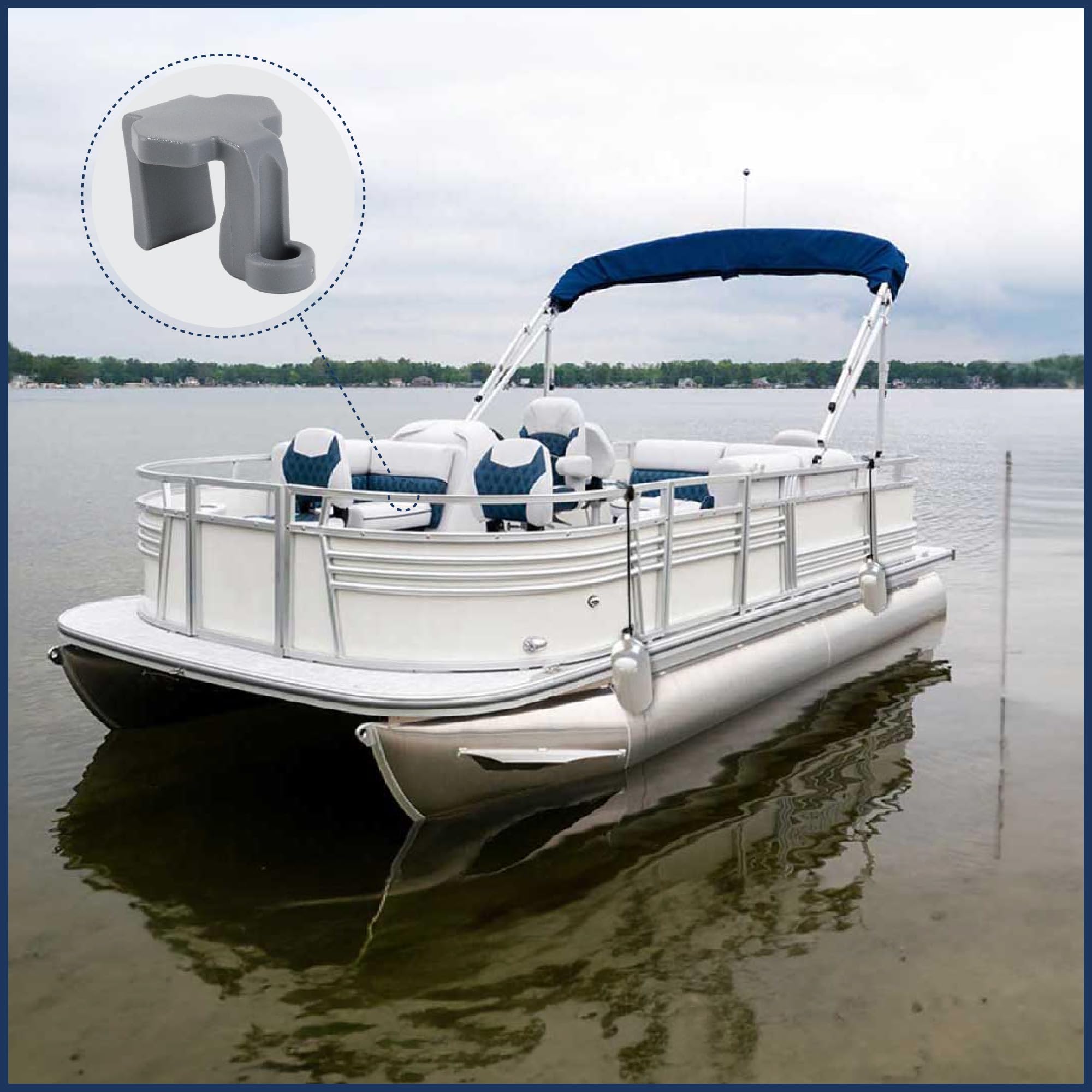 Five Oceans Boat Fender Clips - 4 Pack Heavy Duty Pontoon Boat Rail Fender Hangers for Bumpers, Square Rail Boat Fender Holders - Perfect for Dock Protection & Marine Safety (FO4685)