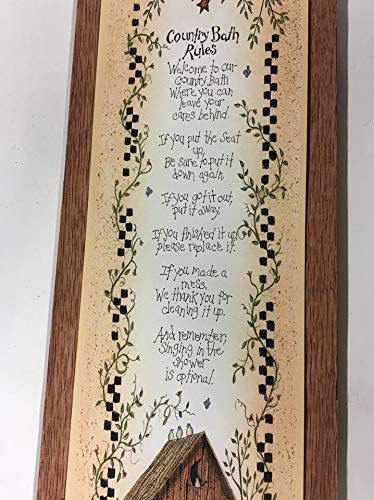Country Bath Outhouse Rules Wooden Sign - Rustic Bathroom Wall Decor for Farmhouse Style