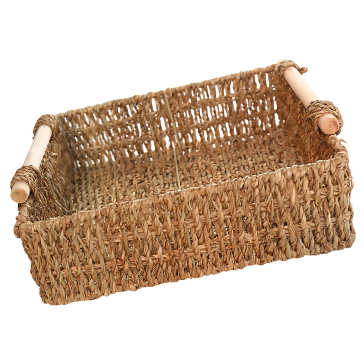 Natural Bamboo Shelf Organizer Bins - Woven Storage Baskets for Desk & Makeup