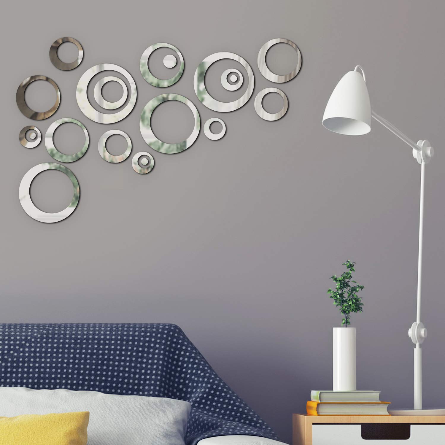Self-Adhesive Acrylic Mirror Wall Decals - 48-Piece Removable Sticker Set for Home, Living Room & Bedroom Decor (Style A) - Perfect for DIY Wall Art, Nursery Accents, and Modern Interior Design