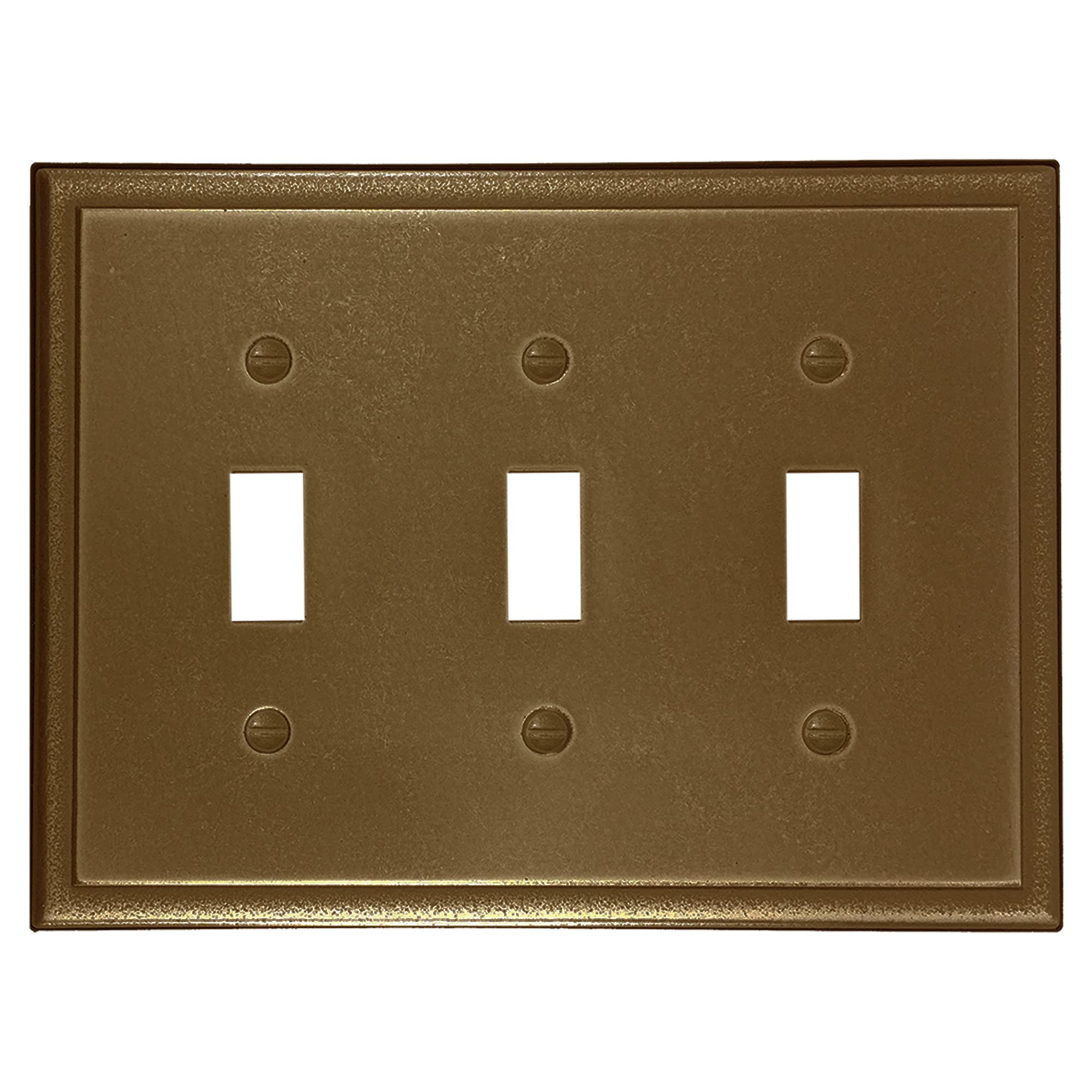 Questech Décor 3-Gang Toggle Light Switch Cover - Standard Size Electrical Wall Plate with Gold Finish - Decorative Switch Plate for Living Room, Bedroom & Office