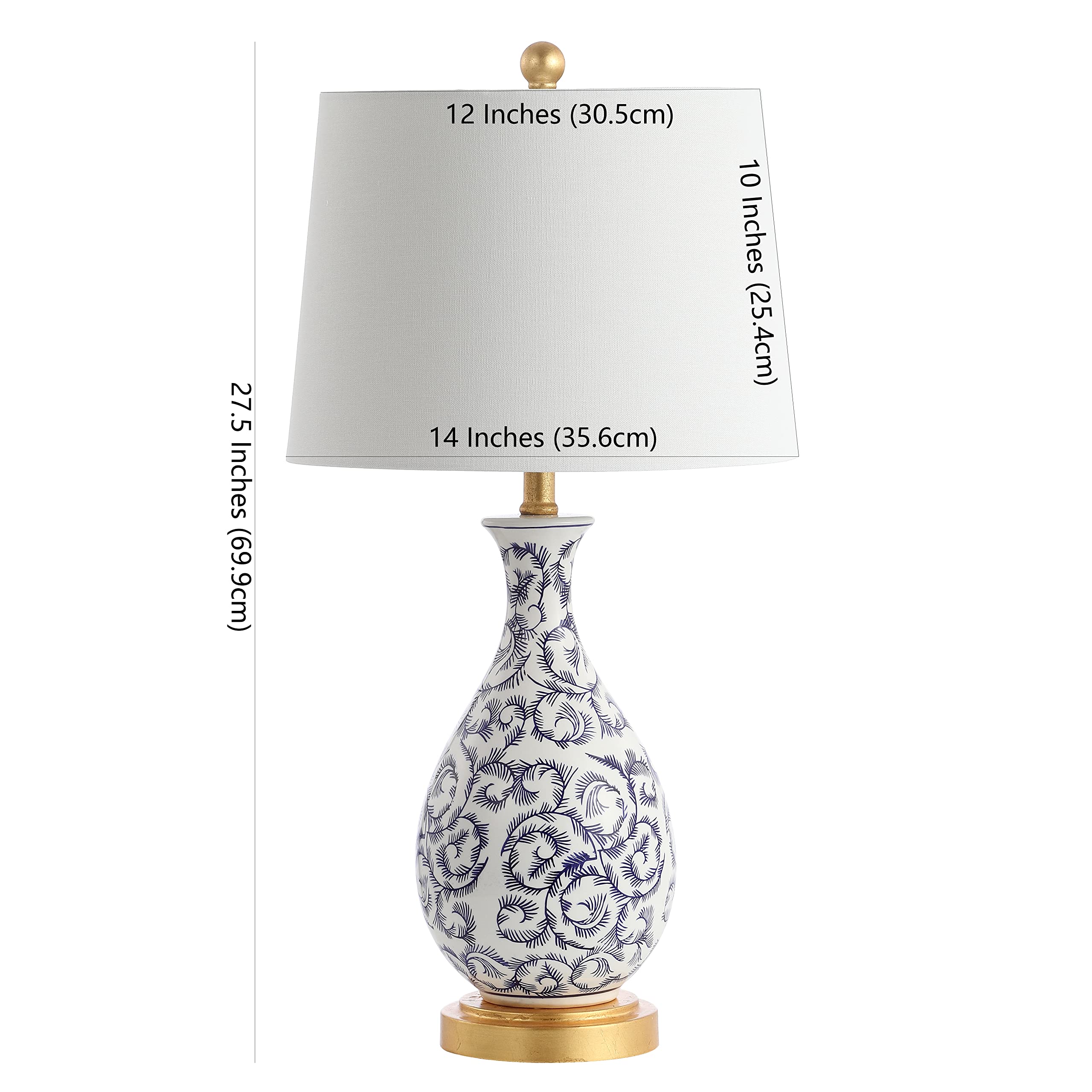SAFAVIEH Avi Scroll 28-inch Table Lamp Set of 2 - Blue & White Modern LED Desk Lamp for Bedroom, Living Room, Home Office & Nightstand - Energy Efficient Lighting with Included LED Bulbs for Cozy Ambience & Task Lighting