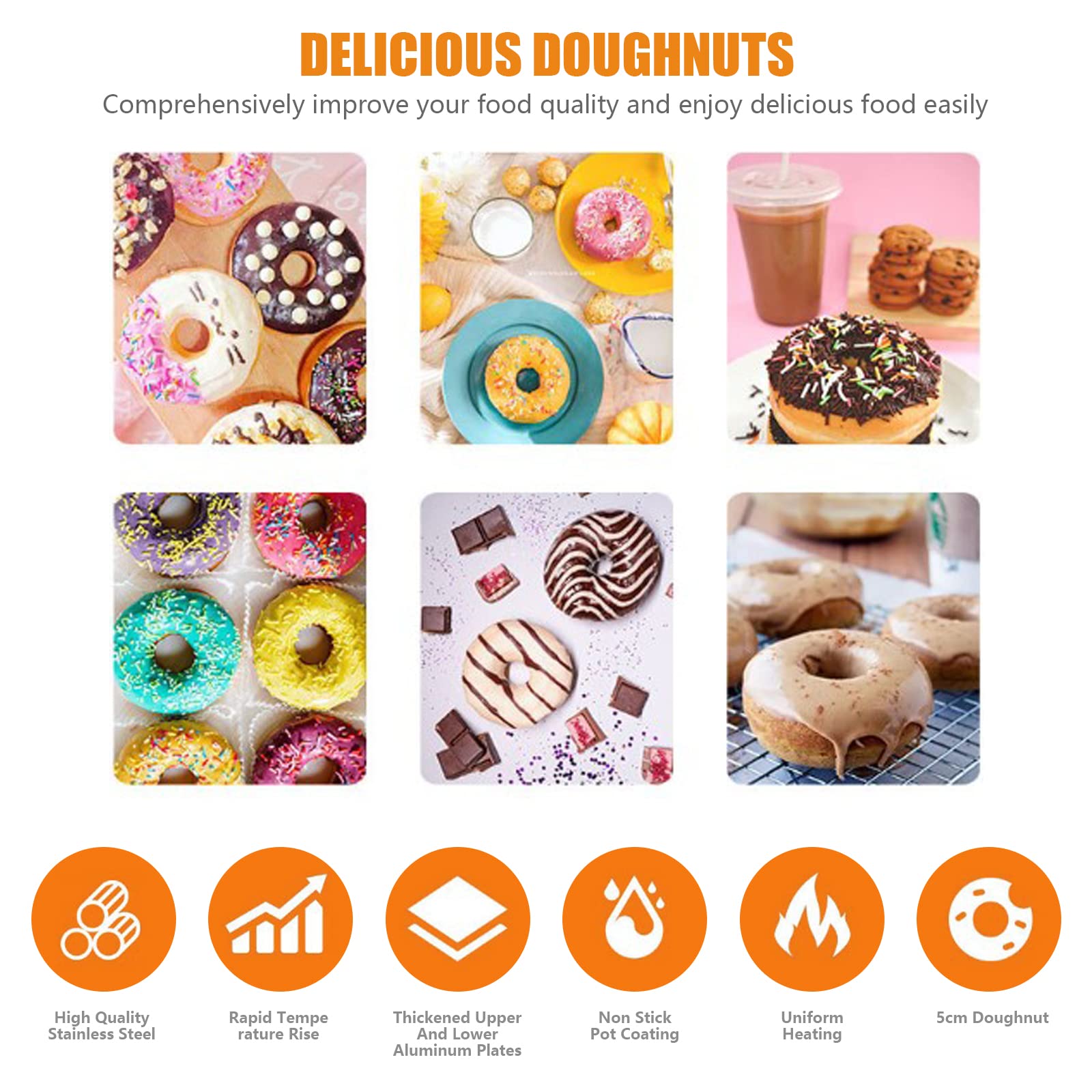 Commercial-Grade Nonstick 110V Electric Donut Maker Machine - 12 Mini 5cm Donut Baker for Restaurants, Cafes & Home Baking - Perfect for Breakfast, Snacks & Party Treats