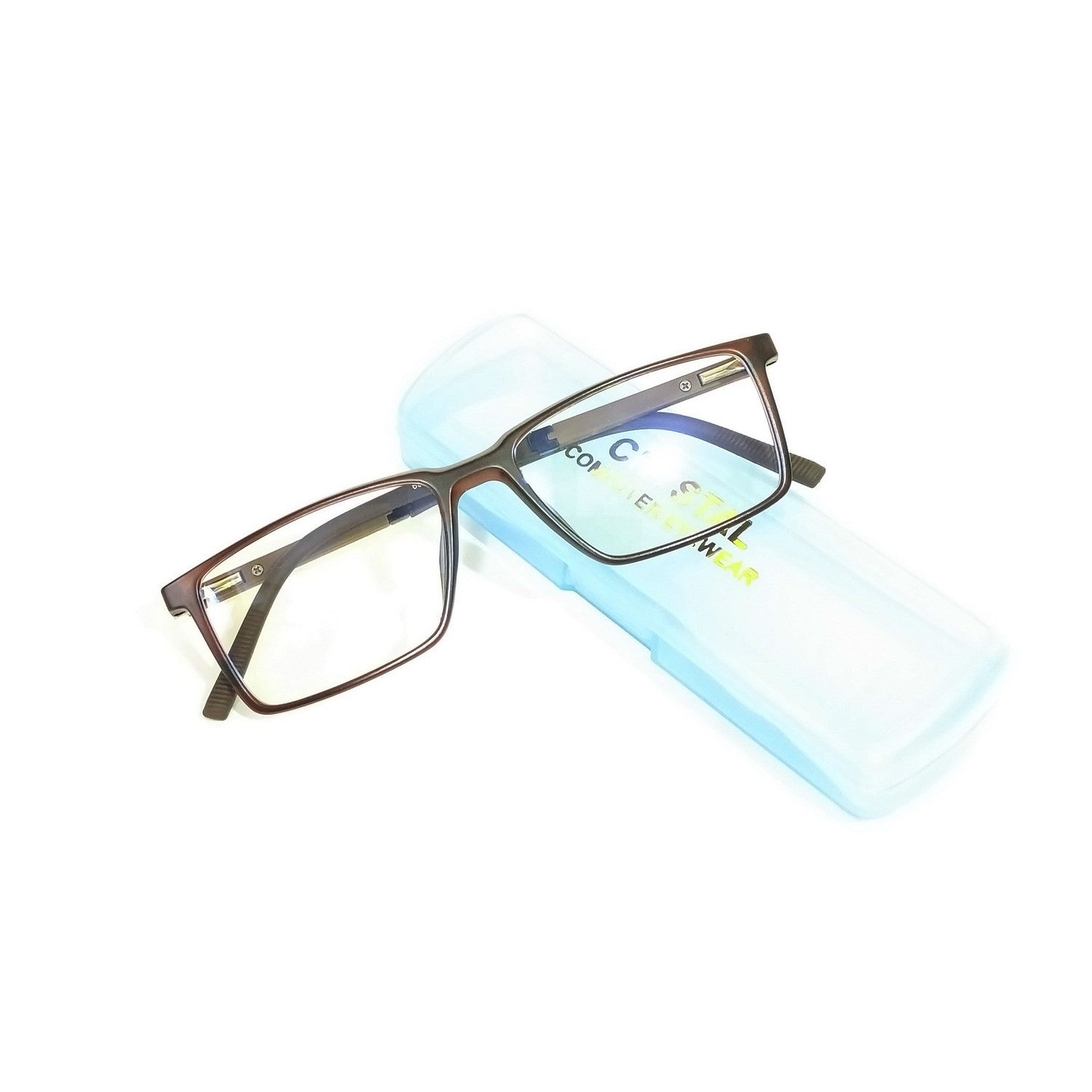 Blue Light Blocking Glasses for Men & Women - Rectangular Anti Glare Computer Glasses with Prescription Ready Frames (66008) - Reduce Eye Strain for Work, Gaming & Screen Time
