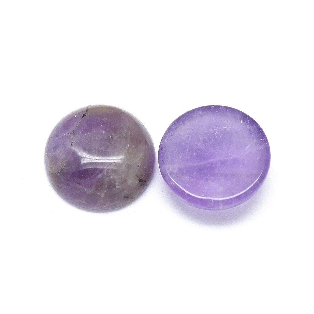 Beadthoven 100pcs 8mm Natural Amethyst Cabochon Beads - Undrilled Half Round Flat Back Gemstones for DIY Jewelry Making, Crafting & Scrapbooking - Perfect for Necklaces, Bracelets & Earrings
