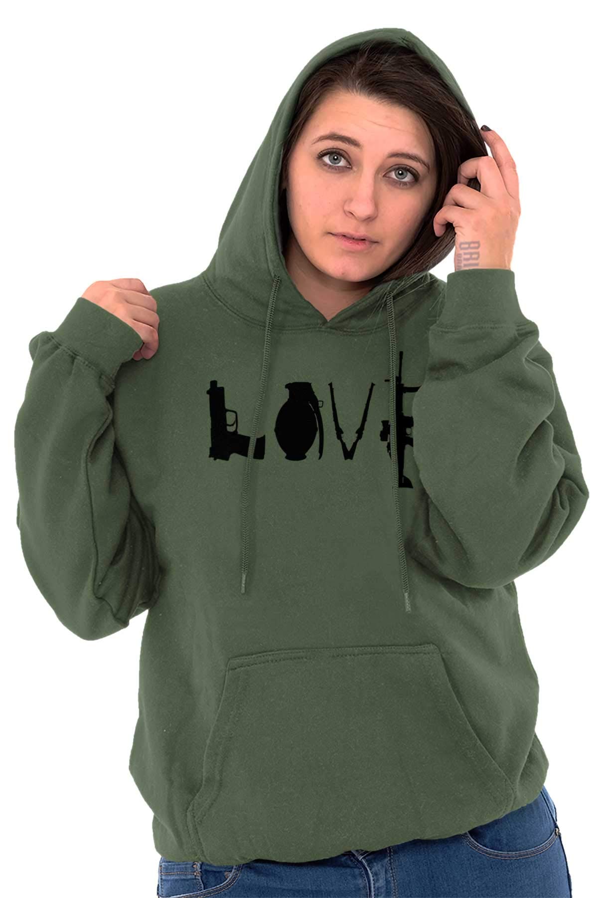 Brisco Brands Love Pistol Rifle Arms Owner America Hoodie Sweatshirt for Women - Patriotic American Gun Enthusiast Apparel for Outdoor Activities & Casual Wear