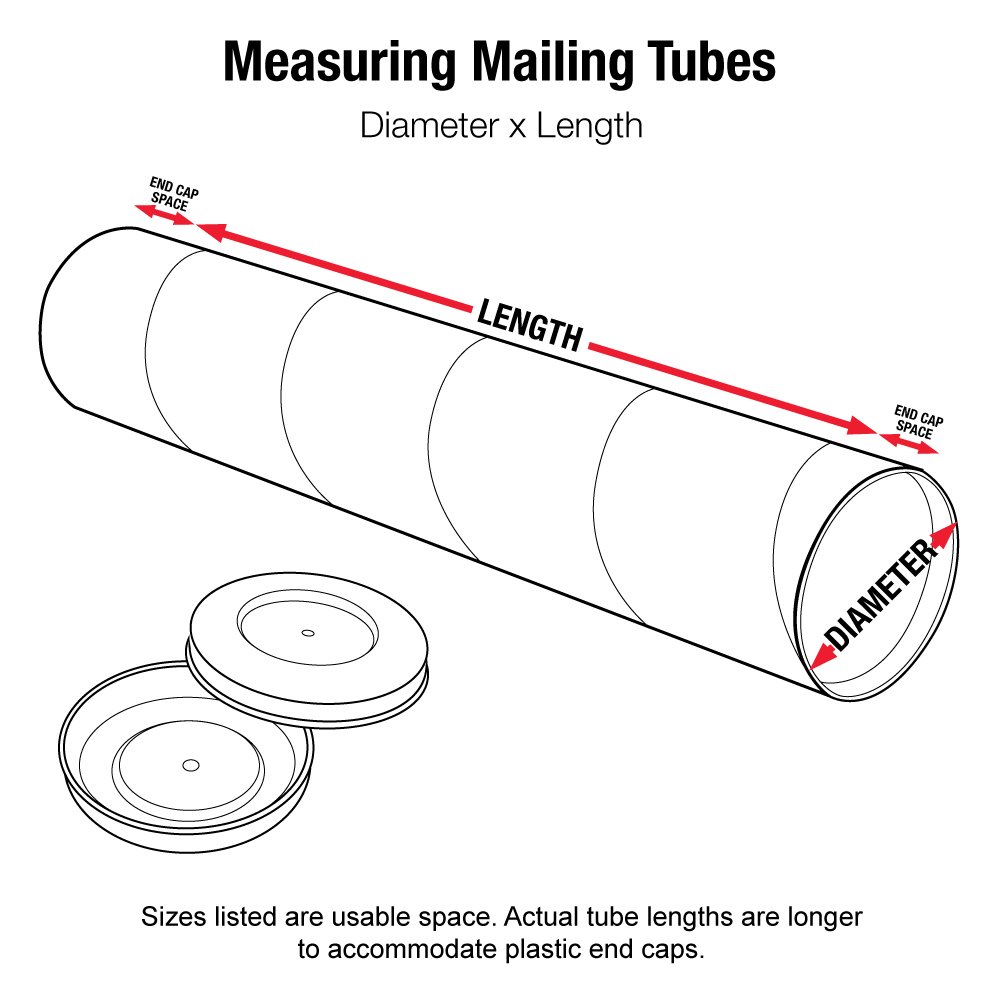 Aviditi 2x18 Inch Black Mailing Tubes with End Caps - Pack of 50 | Heavy Duty Shipping & Storage Tubes for Documents, Blueprints, Posters | Perfect for Office, School & Postal Mailing Protection