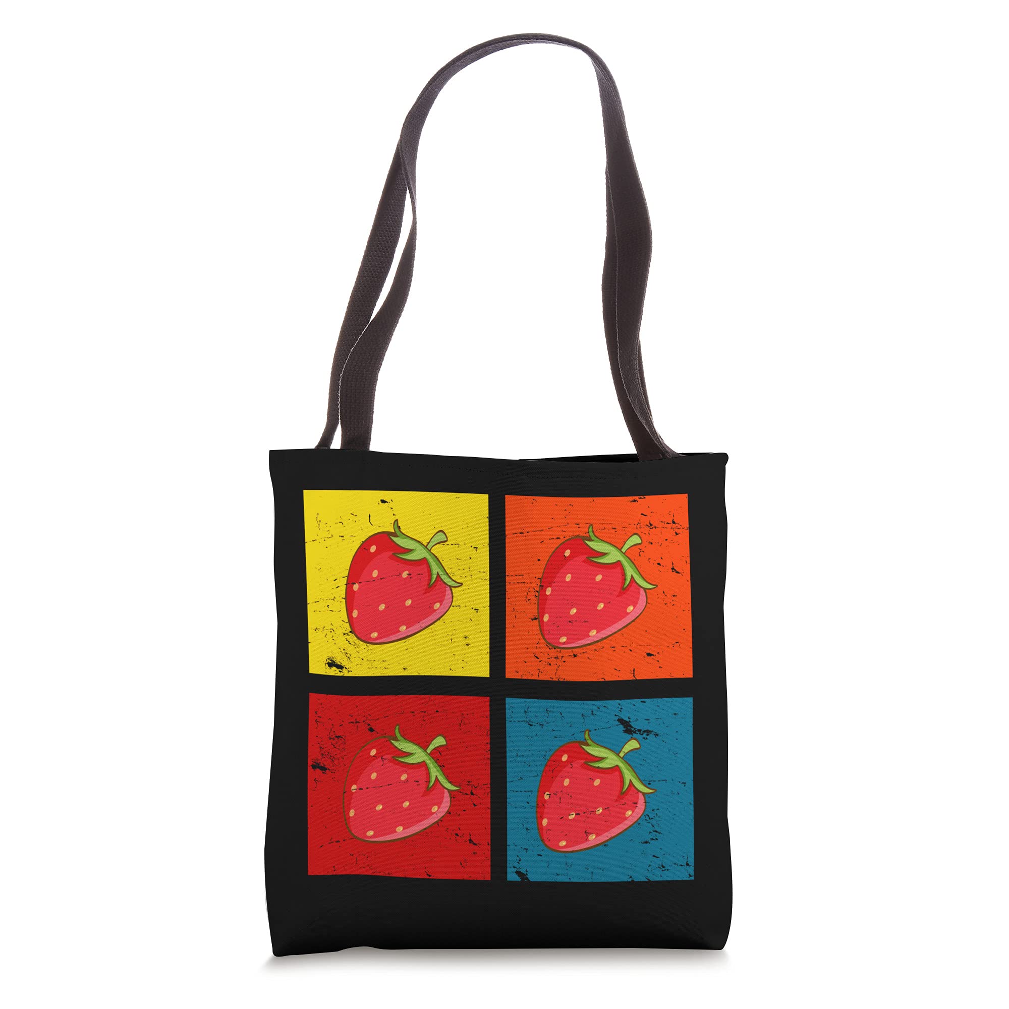 Vintage Strawberry Print Tote Bag - Eco-Friendly Vegan Retro Fruit Design for Women - Perfect for Grocery Shopping, Beach Trips & Farmers Market