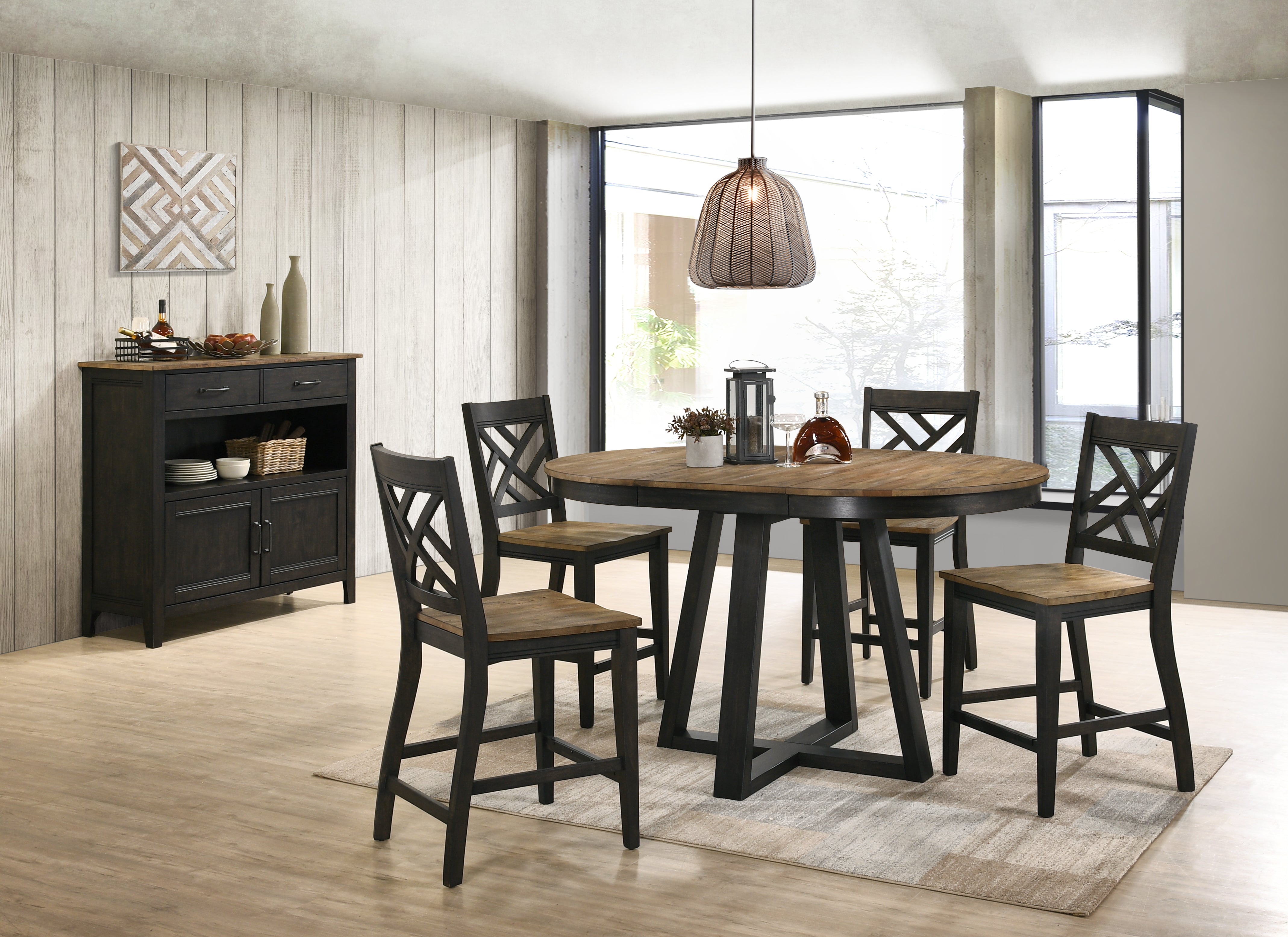 Addie Lattice Back Counter Height Bar Stool - Brown Wooden Kitchen Island Stool for Dining Room, Breakfast Nook & Home Decor